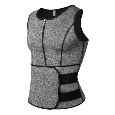 (grey, XL) Neoprene Sweat.sauna Vest For Men Weight Loss Waist Trainer Shirt Workout Tank Tops S