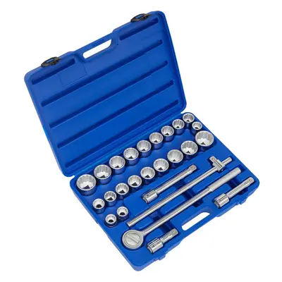 26 PACK Socket Set - 3/4" Square Drive - Point Socket Kit - Chrome Vanadium