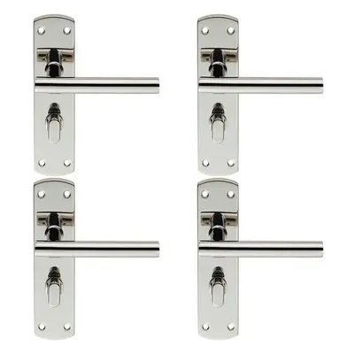 4x Mitred T Bar Lever on Bathroom Backplate Handle Thumbturn Lock Polished Steel