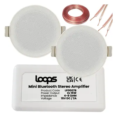 Bluetooth Ceiling Music Kit Mini Amp & Low Profile Speakers Stereo HiFi Sound