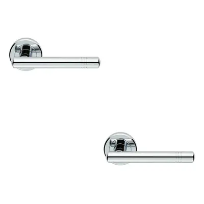 2x PAIR Round T Bar Handle with Ringed Design Concealed Fix Polished Chrome