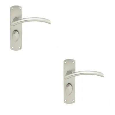 2x Arched Lever on Bathroom Backpalte Door Handle x 42mm Satin Chrome