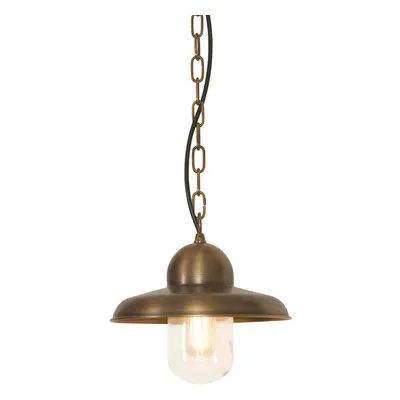 Outdoor IP44 Bulb Ceiling Chain Lantern Aged Brass LED E27 100W