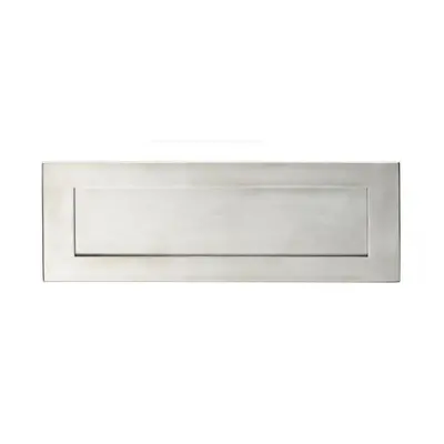 Sprung Inward Opening Letterbox Plate 275mm Fixing Centres Satin Steel