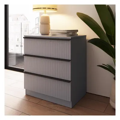 FWStyle Drawer Dark Grey Chest Of Drawers Scallop Ripple Effect