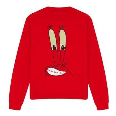 (S, Red) SpongeBob SquarePants Unisex Adult Smile Mr Krabs Face Sweatshirt