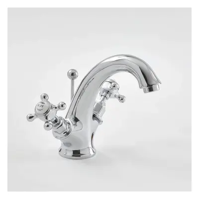 Milano Elizabeth - Traditional Mono Basin Mixer Tap Crosshead Handles - Chrome White