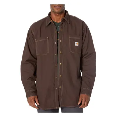 Carhartt Men's Big & Tall Flame Resistant Canvas Shirt Jacket Dark Brown XXXX-Large