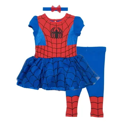 Marvel Spider-Man Toddler Girls Tulle Cosplay Dress Leggings and Headband Piece 5T