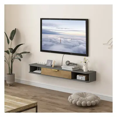 HOMCOM cm Floating TV Unit with Storage Entertainment Media Console Grey