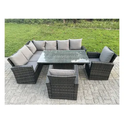 Fimous High Back PE Rattan Corner Sofa Garden Furniture Armchair