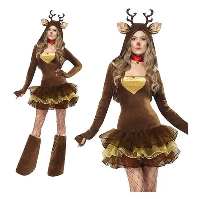 Women Christmas Sexy Dresses Cosplay Outfits Adults Cute Reindeer Costumes Mesh Patchwork Dress 