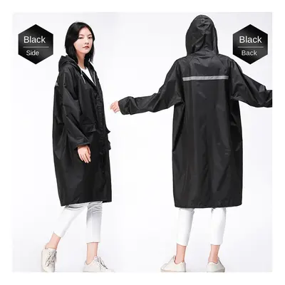 (A, (height 155cm)) Oxford Raincoat Long Adult One Piece Outdoor Backpack Thickened Raincoat Hik