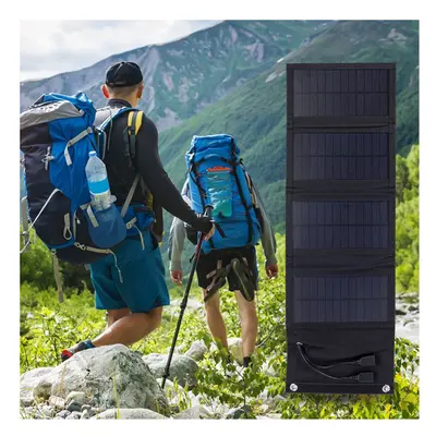 (Black 10W) Foldable Solar Panel 5V 7W/10W Power Bank USB Charger System Battery Portable Waterp