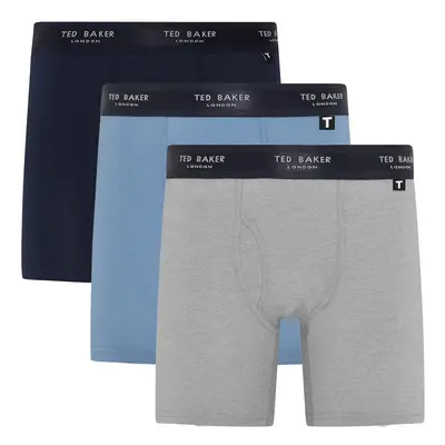 (Medium, Black/White/Grey) Ted Baker 3-Pack Cotton Boxer Briefs Mens Navy