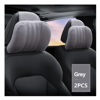 (2pcs gray) High Quality Memory Foam Car Headrest Pillow S-Class Soft Pillow Suede