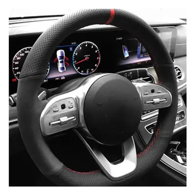 (Style 10) Anti-Slip Black Suede Braid Car Steering Wheel Cover For Mercedes-Benz