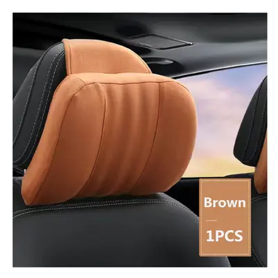 (1pcs brown) High Quality Memory Foam Car Headrest Pillow S-Class Soft Pillow Suede