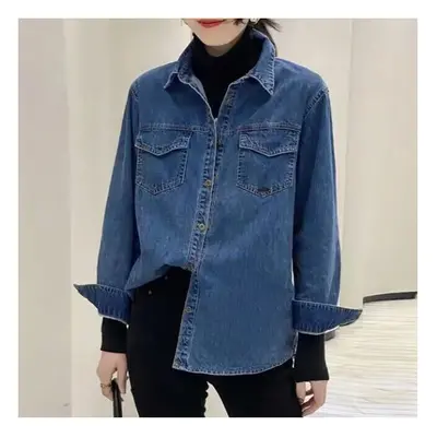 (Picture version, XL) Elegant Women Blouse Shirt Denim Autumn New Ropa Mujer Tendencia Women Blo