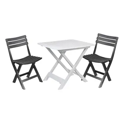 (White) Portable Folding Camping Plastic Picnic Tray Table And Folding Chairs Set