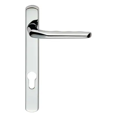 Straight Lever Door Handle on Lock Backplate Polished Chrome 208mm X 26mm