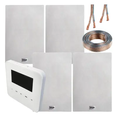 100W WiFi & Bluetooth Wall Mounted Amplifier & 4x 140W Slim In Wall Speaker Kit