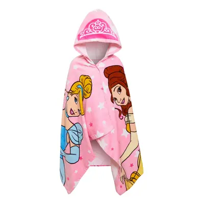 (One Size) Disney Princess Hooded Towel Girls Poncho Beachtowel Bath Towel Swimming Wrap