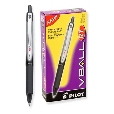 Pilot VBall RT Retractable Rolling Ball Pens Fine Point Black Ink Dozen Box (26206)