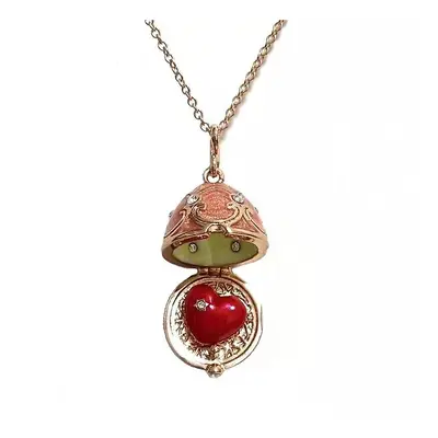 Handmade Enamel Faberge Easter Egg Pendant Jewelry Necklace Antique Bronze Medallion Crystal Hea