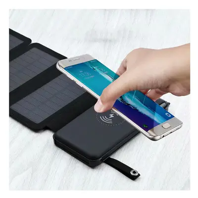 (3pcs Solar panels) 12000mAh Wireless Power Bank Foldable Solar Charger Powerbank Portable Exter