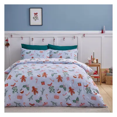 Catherine Lansfield Christmas Gingerbread Soft Microfibre Reversible King Duvet Cover Set with P