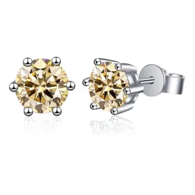 (yellow, Carat) Bagueringen 1.0ct D Color Gra Moissanite Diamond Sterling Silver Classic Stud Ea