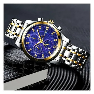 (blue,gold) Weisikai 5008b Men Watches New Top Brand Luxury Men&apos;s Watch With Box Waterproof