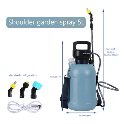 (2400mAh cylindrical) 5L Electric Plant Sprayer Multipurpose Irrigation Sprinkler USB Rechargeab