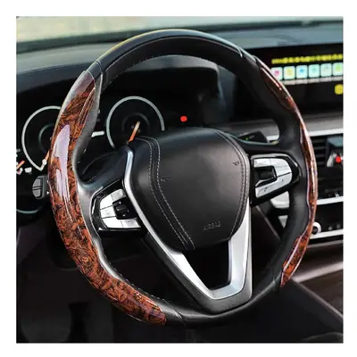 (Brown Pair) Peach Wood Grain Car Booster Steering Wheel Cover General Universal Steering