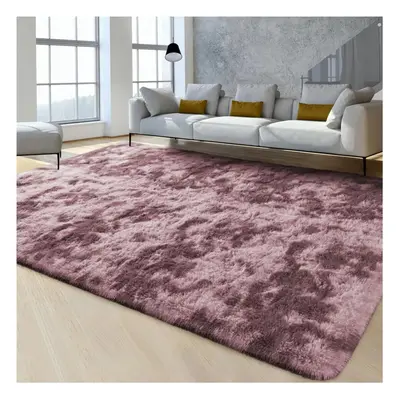 (160cm x 230cm (5ft 3" x 7ft 6"), Tie-Dye Lilac Shaggy Rugs) Fluffy Rug Non-Slip Shaggy Rugs Liv