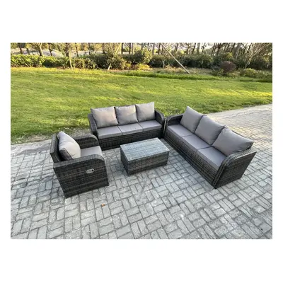 Fimous Seater Rattan Outdoor Garden Furniture Sofa Set Patio Table & Chairs Set with Seater Sofa