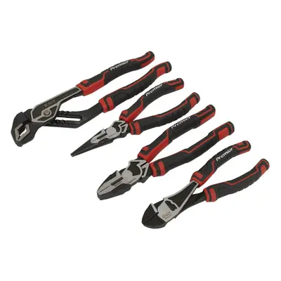 4 Piece High Leverage Pliers Set - Serrated Jaws - Comfort Grip Handles