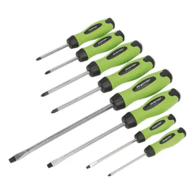 8 PACK - Hi-Vis Green Hammer Through Screwdriver Set - Hammer Strike Chisel Cap