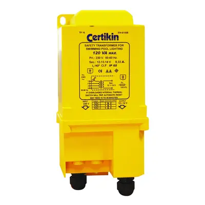 Certikin Safety Transformer - Ip65 - 300W, 12V, 400Va, Yellow (PU11S)