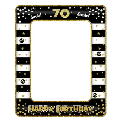 70th Birthday Photo Booth Props,Black Gold Inflatable Selfie Frame Picture Frame,Giant Inflatabl