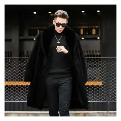 (black, 3XL) Marten Overcoats Men&apos;s Whole Mink Autumn And Winter New Thickened Long Section