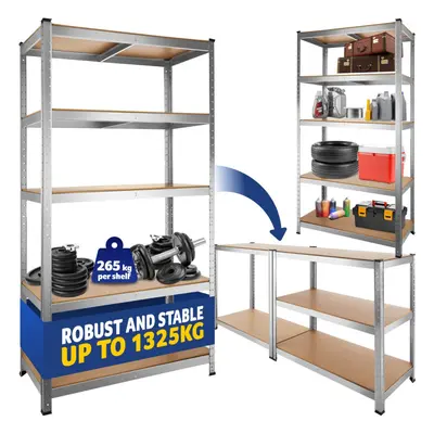 Garage Shelving - heavy-duty galvanised steel frame, height-adjustable shelves