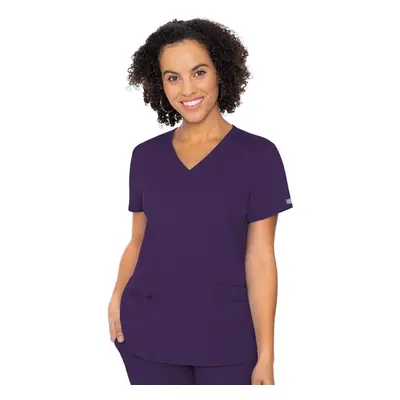 Med couture Touch Womens VNeck Knit Back Top Eggplant XLarge