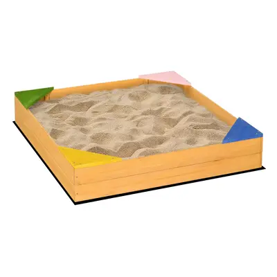 Outsunny Kids Wooden Sand Pit Sandbox w/ Seats, for Gardens, Playgrounds