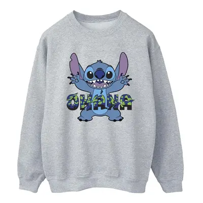 (L, Sports Grey) Disney Womens/Ladies Lilo And Stitch Ohana Blue Glitch Sweatshirt