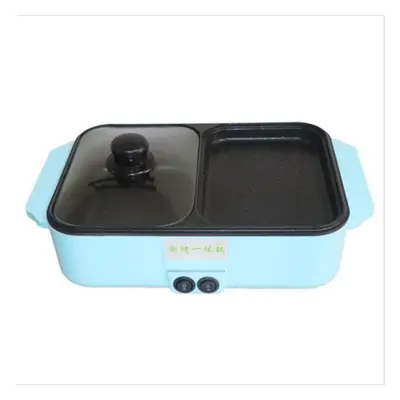 (blue, 220v EU plug) 110v/220v In 2 Modes Adjustable Frying Pan For Dormitory Grill Cook Fry