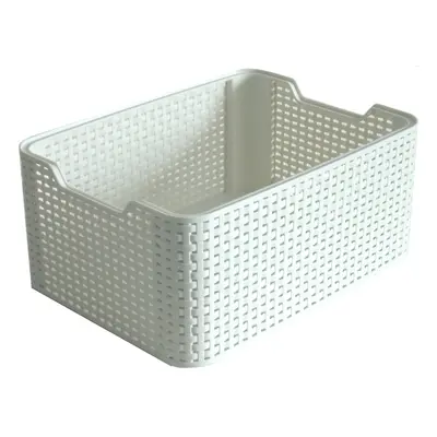 Curver Style Small Rectangular Storage Basket, Vintage White, Litre