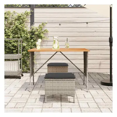 (grey) vidaXL Garden Table with Acacia Wood Top Black 105x75x72 cm Poly Rattan