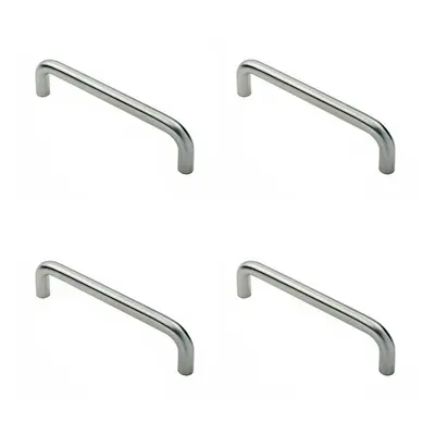 4x Round D Bar Pull Handle x 19mm 450mm Fixing Centres Satin Steel